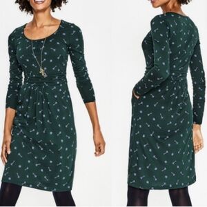 Boden Forest Green Long Sleeve Printed Knit Dress